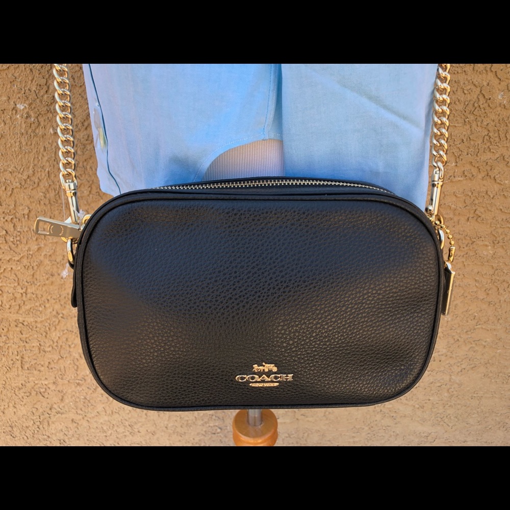Coach Pebble Leather Large Crossbody Bag BLACK